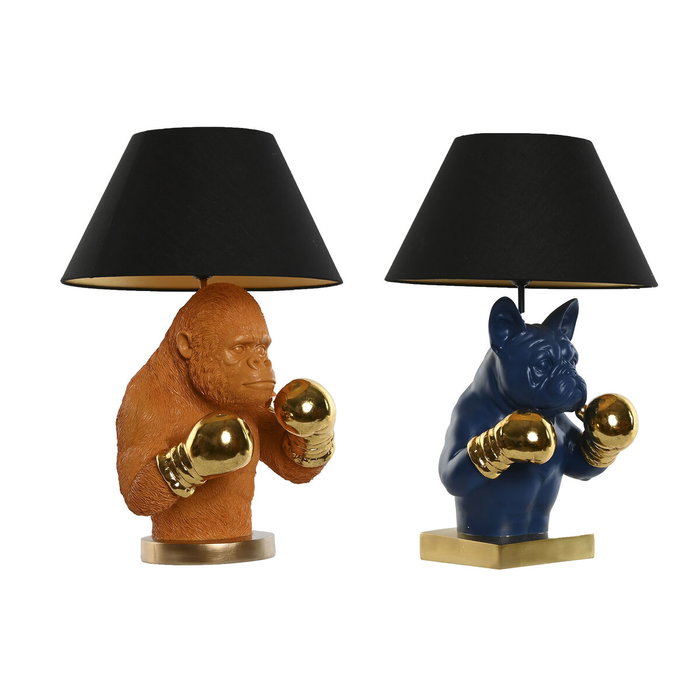 Lampe de bureau Home ESPRIT Bleu Noir Orange Doré Résine 50 W 220 V 36 x 36 x 55 cm (2 Unités)