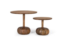 Giner y Colomer - Buffet de 2 tables d'appoint en bois massif de manguier, finition naturelle, design organique et minimaliste, dimensions différentes, nécessite assemblage