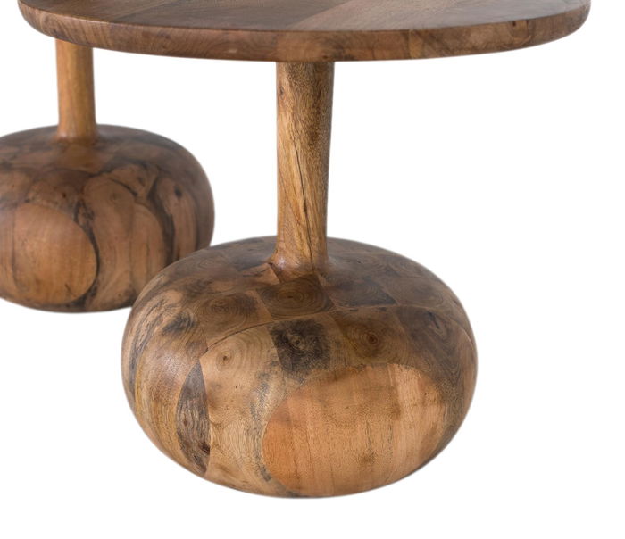 Giner y Colomer - Buffet de 2 tables d'appoint en bois massif de manguier, finition naturelle, design organique et minimaliste, dimensions différentes, nécessite assemblage