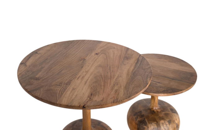 Giner y Colomer - Buffet de 2 tables d'appoint en bois massif de manguier, finition naturelle, design organique et minimaliste, dimensions différentes, nécessite assemblage