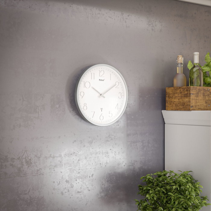 Mebus 19776 Horloge murale Argent/Blanc