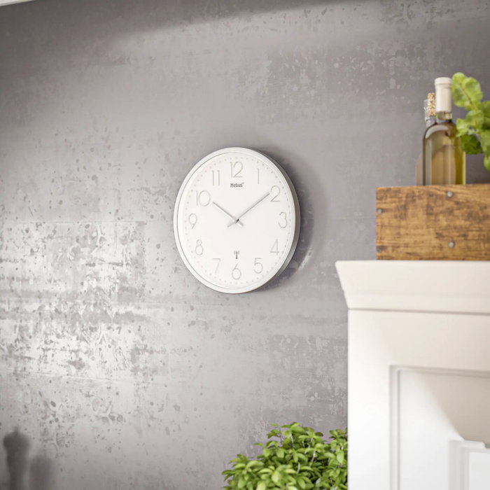 Mebus 19776 Horloge murale Argent/Blanc