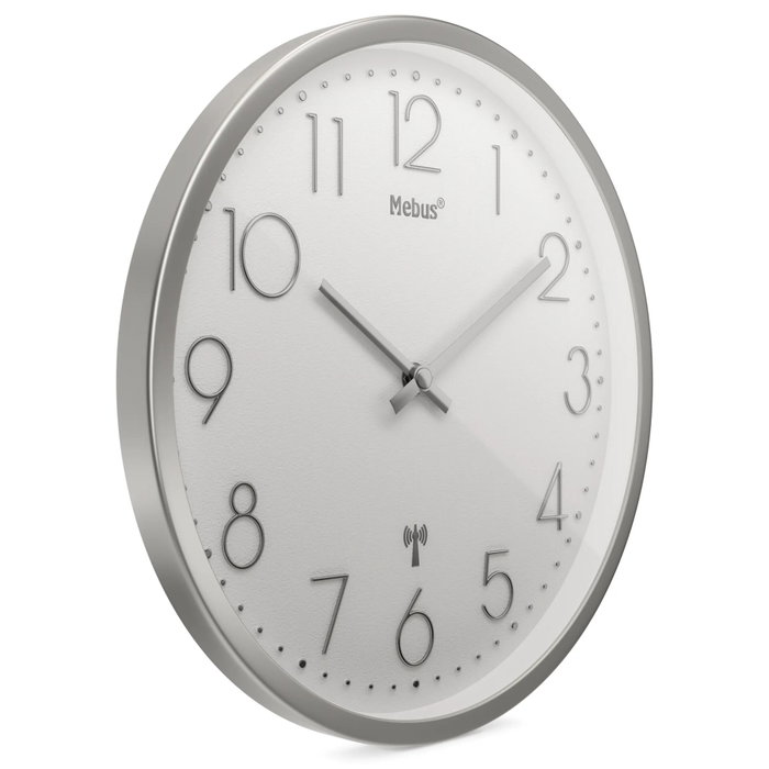 Mebus 19776 Horloge murale Argent/Blanc