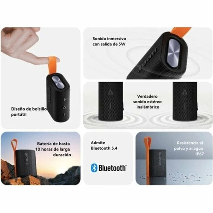 Haut-parleurs bluetooth portables Xiaomi QBH4269GL Noir 5 W Haut-parleurs bluetooth portables Xiaomi QBH4269GL Noir 5 W