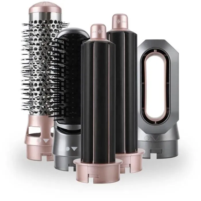 JOCCA Styler à air 2412 - Sèche-cheveux, boucleur, lisseur et volumateur - 3 températures, 5 têtes interchangeables, 800/1000 W, câble pivotant 360°