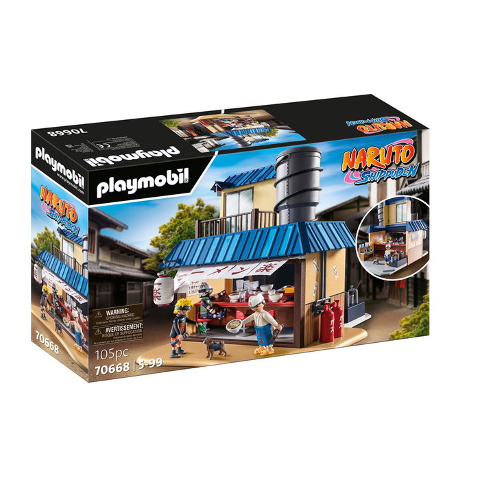 Playmobil - Set Ichiraku Ramenshop Naruto 70668 - avec figurines Naruto Uzumaki, Kakashi Hatake et Pakkun - Restaurant de ramen avec cuisine et mobilier japonais - Licence Naruto Playmobil - Set Ichiraku Ramenshop Naruto 70668 - avec figurines Naruto Uzumaki, Kakashi Hatake et Pakkun - Restaurant de ramen avec cuisine et mobilier japonais - Licence Naruto