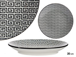VESSIA Plat à dessert géométrique noir et blanc 20cm
