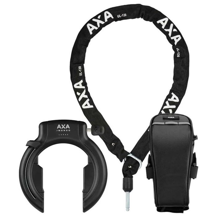 Axa Kit de cadenas de cadre Imenso avec chaîne ULC 130cm et sacoche Axa Kit de cadenas de cadre Imenso avec chaîne ULC 130cm et sacoche