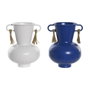 DKD Home Decor Vase Métal Blanc Blue marine (Lot de 2 unités)