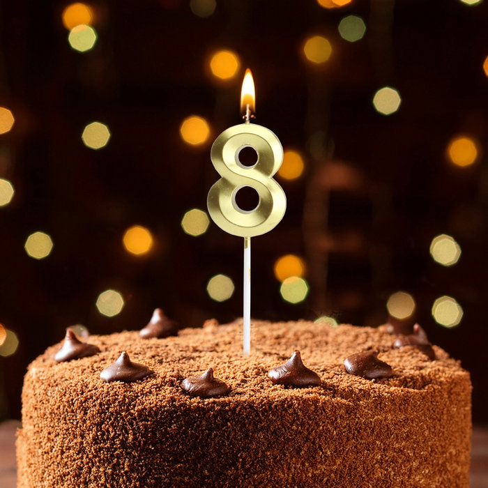Party Time Bougie Anniversaire Chiffre 8 Or