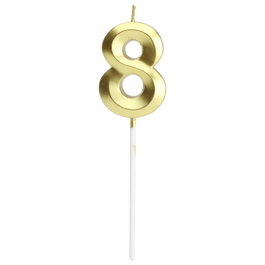 Party Time Bougie Anniversaire Chiffre 8 Or