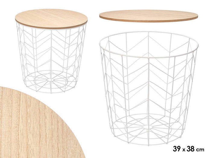 Giftdecor Table d'appoint Acier Plateau Bois Blanc 39x38 cm (Set de 6) Giftdecor Table d'appoint Acier Plateau Bois Blanc 39x38 cm (Set de 6)