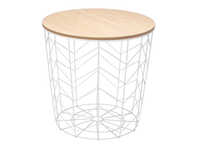 Giftdecor Table d'appoint Acier Plateau Bois Blanc 39x38 cm (Set de 6) Giftdecor Table d'appoint Acier Plateau Bois Blanc 39x38 cm (Set de 6)