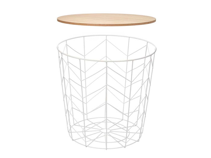 Giftdecor Table d'appoint Acier Plateau Bois Blanc 39x38 cm (Set de 6) Giftdecor Table d'appoint Acier Plateau Bois Blanc 39x38 cm (Set de 6)