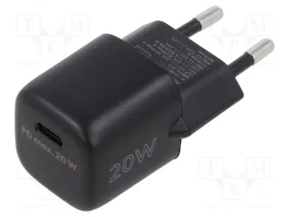 GOOBAY Chargeur USB C GaN 20W Power Delivery PD 3.0 Noir