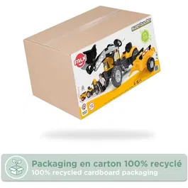 Falk Tractopelle à Pédales SuperBuilder avec Pelle et Remorque - Jouet de Chantier Enfant 2 ans et plus - Fabriqué en France, 40% Plastique Recyclé