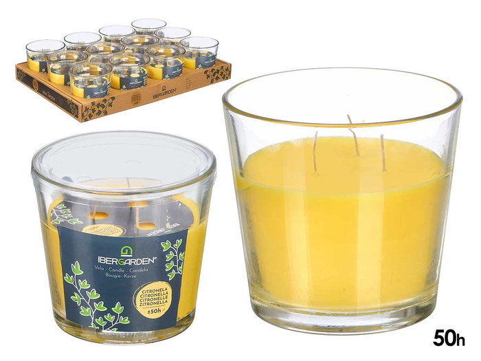 Ibergarden Bougie Conique Citronelle 500 g Verre et Cire 13 x 12 x 13 cm (Set de 12) Ibergarden Bougie Conique Citronelle 500 g Verre et Cire 13 x 12 x 13 cm (Set de 12)