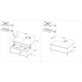 Parisot Table basse relevable MORPHOS - Blanc et chêne - Plateau relevable - 100.8 x 50 x 43.6 cm - Rectangulaire