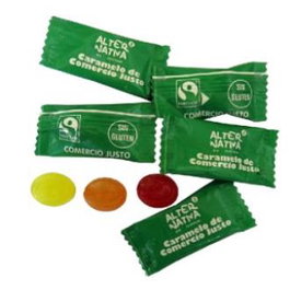 Alternativa 3 - Bonbons Mini Caramel Assortis 1Kg (445 pièces) - Fraise, Citron, Orange, Cola - Sans Gluten - Sucres Équitables