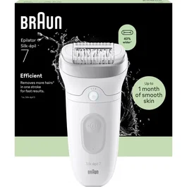 Braun SE7-011 Épilateur Électrique Femme Visage & Corps - 2 Modes, 40 Min Autonomie, Étanche - Blanc - Pour 1 Mois de Peau Douce
