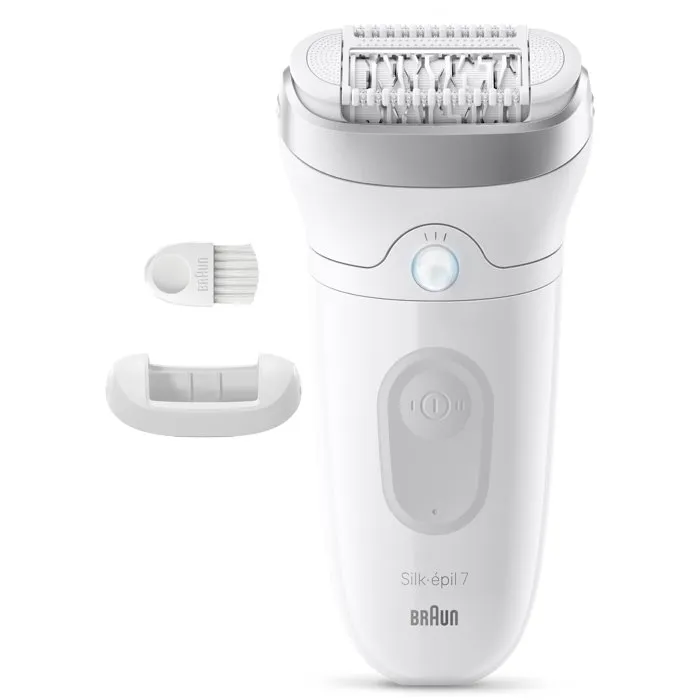 Braun SE7-011 Épilateur Électrique Femme Visage & Corps - 2 Modes, 40 Min Autonomie, Étanche - Blanc - Pour 1 Mois de Peau Douce