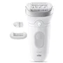 Braun SE7-011 Épilateur Électrique Femme Visage & Corps - 2 Modes, 40 Min Autonomie, Étanche - Blanc - Pour 1 Mois de Peau Douce
