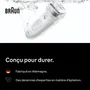 Braun SE7-011 Épilateur Électrique Femme Visage & Corps - 2 Modes, 40 Min Autonomie, Étanche - Blanc - Pour 1 Mois de Peau Douce