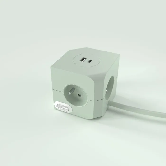 Link2Home Cube multiprise vert avec 4 prises secteur et 2 ports USB