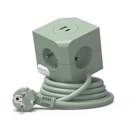 Link2Home Cube multiprise vert avec 4 prises secteur et 2 ports USB