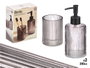 Berilo Set de 2 Distributeurs Verre 350 ml Salle de Bain Gris Rayures 15x18x7 cm (Set de 12)