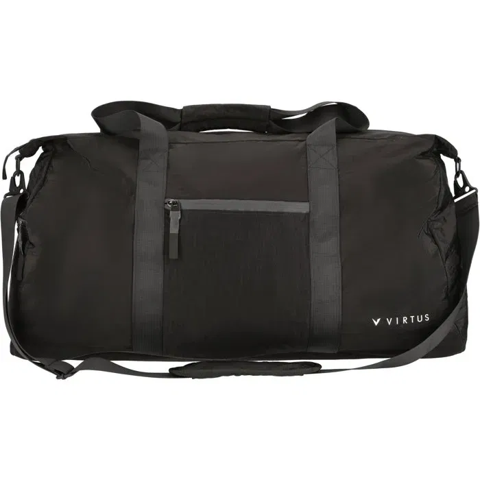 Virtus Sac de Sport Vinston en Polyamide Ripstop Noir, Poches à Fermeture Éclair, Sangle Crossbody et Poignée Double Virtus Sac de Sport Vinston en Polyamide Ripstop Noir, Poches à Fermeture Éclair, Sangle Crossbody et Poignée Double