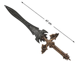 Atosa Épée Guerrière de 47 cm avec Poignée de Dragon et Lame Noire Décorée