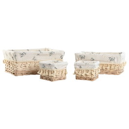 Panier à linge Home ESPRIT Naturel osier Shabby Chic 36 x 25 x 16 cm 4 Pièces