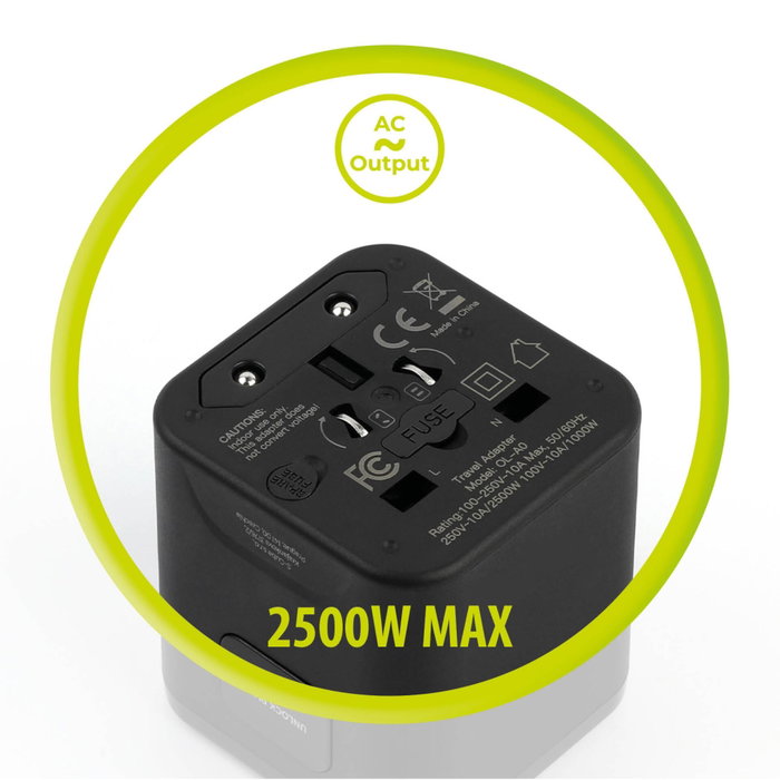 Mobile Origin PW30 Adaptateur de voyage universel EU/UK/US/AUS, noir