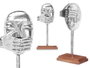 Giftdecor Figure Métal Main Bouche Argentée avec Support Bois 17x33x10 cm (Set de 6)