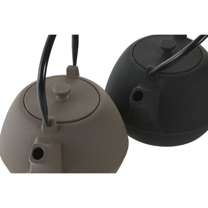 Théière Home ESPRIT Noir Beige Acier inoxydable Fer 1,2 L (2 Unités)