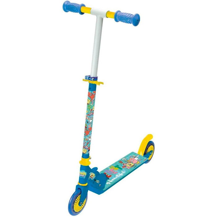 SMOBY - Patinete Trotinette Enfant Bob Esponja avec Guidon Réglable 3 Hauteurs (73-83 cm), Roues Silencieuses, Frein Arrière et Système de Pliage Rapide SMOBY - Patinete Trotinette Enfant Bob Esponja avec Guidon Réglable 3 Hauteurs (73-83 cm), Roues Silencieuses, Frein Arrière et Système de Pliage Rapide