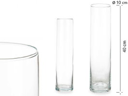 GIFTDECOR Vase Cylindrique en Verre Transparent 10cm x 40cm