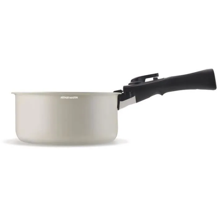 Arthur Martin AM1453 - Batterie de cuisine 18 pièces en aluminium antiadhésif, compatible induction et four, couleur crème Arthur Martin AM1453 - Batterie de cuisine 18 pièces en aluminium antiadhésif, compatible induction et four, couleur crème