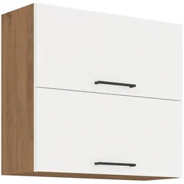 Rock Meuble haut Chêne Lancelot et blanc brillant 80 cm