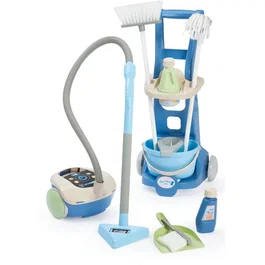 Ecoiffier Jouet ménage enfant - Chariot ménage + aspirateur traîneau avec 11 accessoires