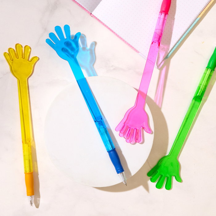 The Concept Factory Stylo XXL avec main en plastique transparent, couleurs assorties