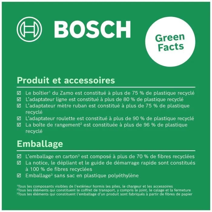Bosch Zamo Télémètre Laser avec 3 Adaptateurs - Mesure jusqu'à 25 m, Précision 1 mm, Fonctionne sur Pile