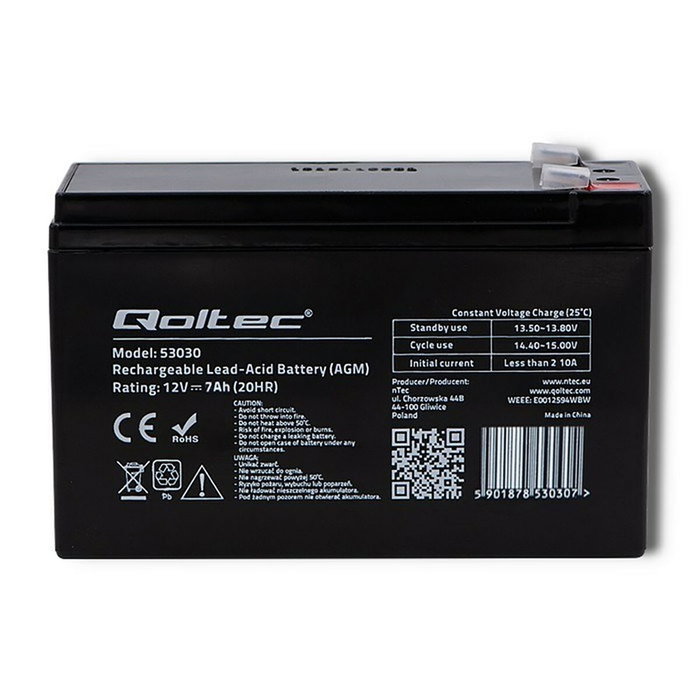 Batterie pour Système d'Alimentation Sans Interruption Qoltec 53031 9 Ah 12 V Batterie pour Système d'Alimentation Sans Interruption Qoltec 53031 9 Ah 12 V