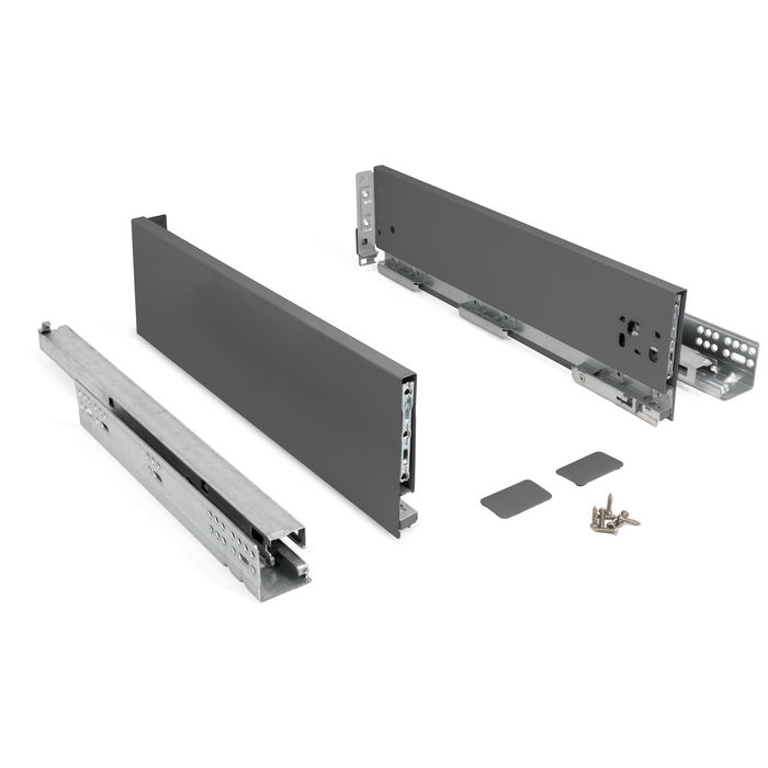 HERRAJES ALK Cajón Qube Push Extracción Total Antracita H90 H120 H185, 350mm