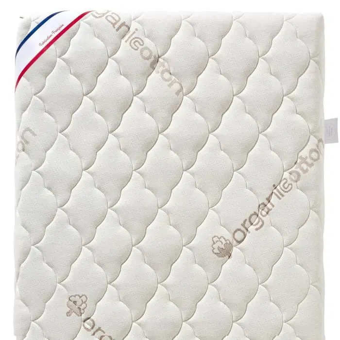 P'Tit Lit - Matelas Bébé Coton Bio 60x120 cm - Housse 100% Coton Délavable - Mousse Polyuréthane 23kg/m3 - Sans Traitement Chimique - Déhoussable