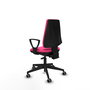 Chaise Elche Asynchrone Cuir écologique Rose Base pyramidale noire Accoudoirs fixes Sans appui-tête Roulettes 65mm pour moquette