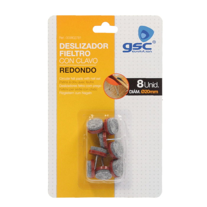 GSC Evolution Set de 8 feutres ronds avec clou Ø20mm - Marron
