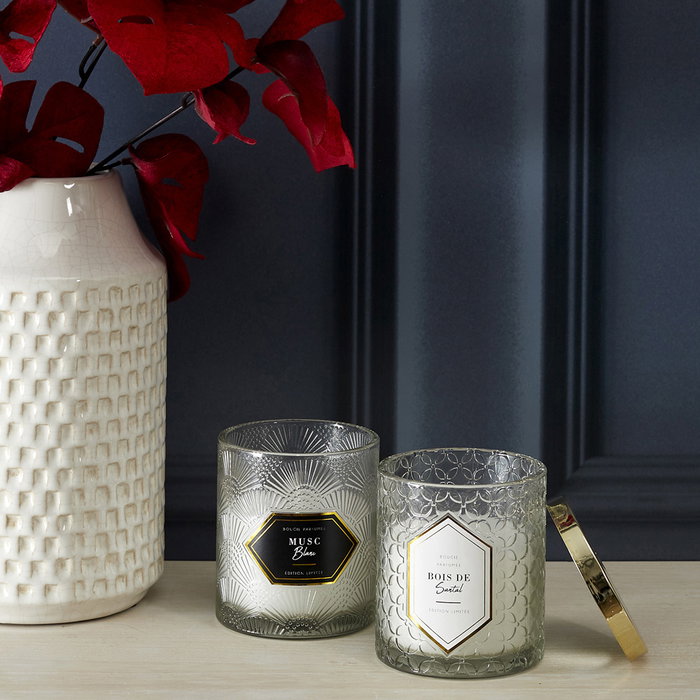 Home Deco Factory Bougie Parfumée en Verre Décoré