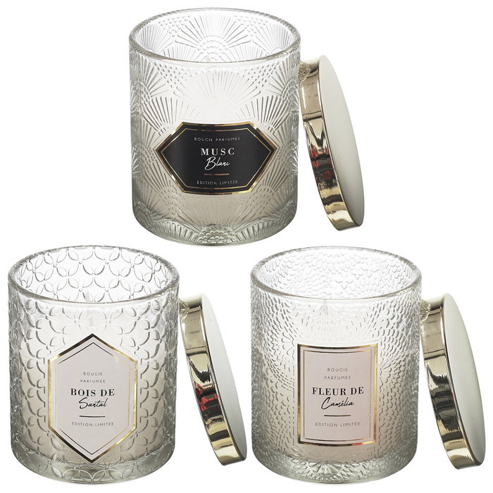 Home Deco Factory Bougie Parfumée en Verre Décoré